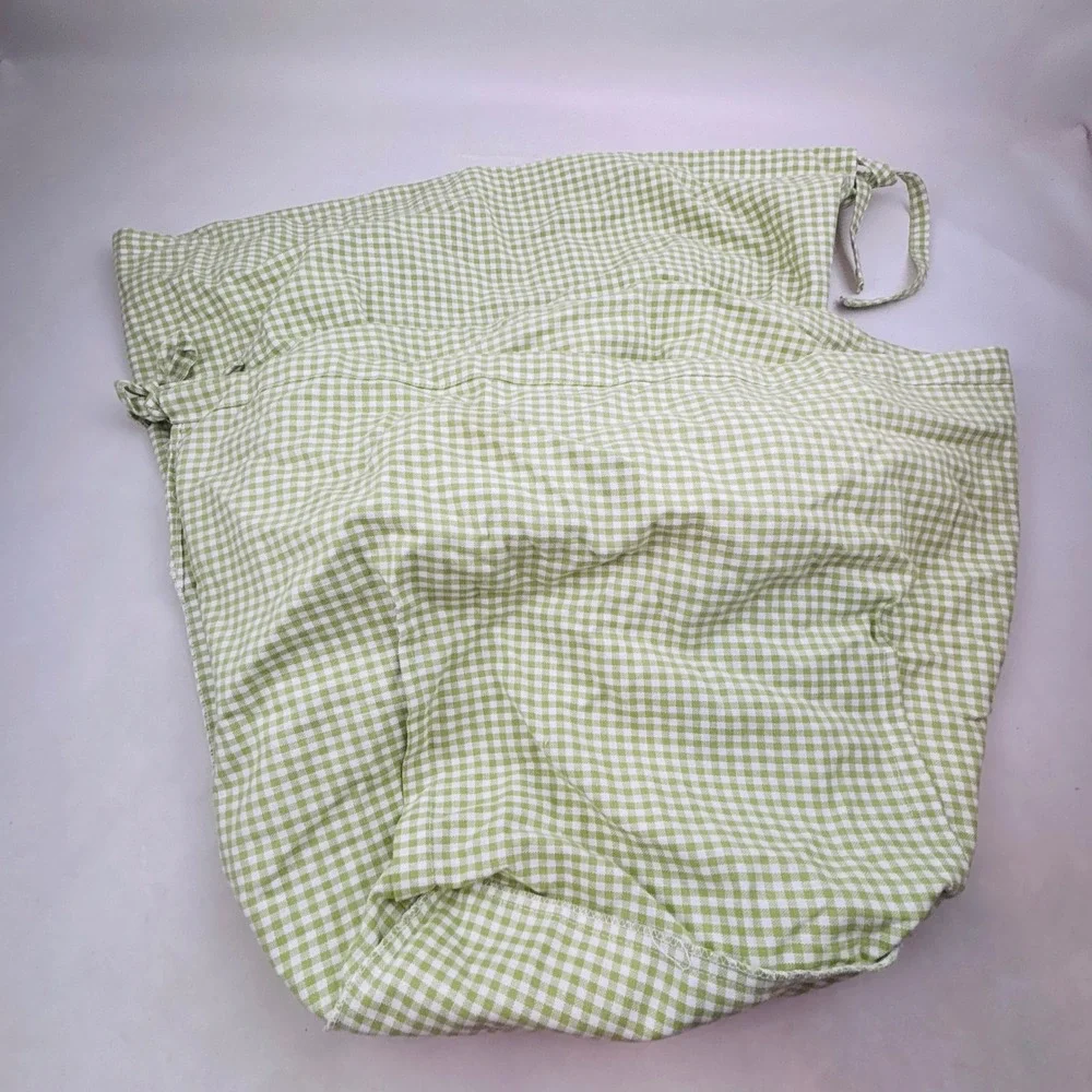 Pottery Barn Kids Sabrina Basket 3 Liner Lot Green White Gingham XL L Cotton